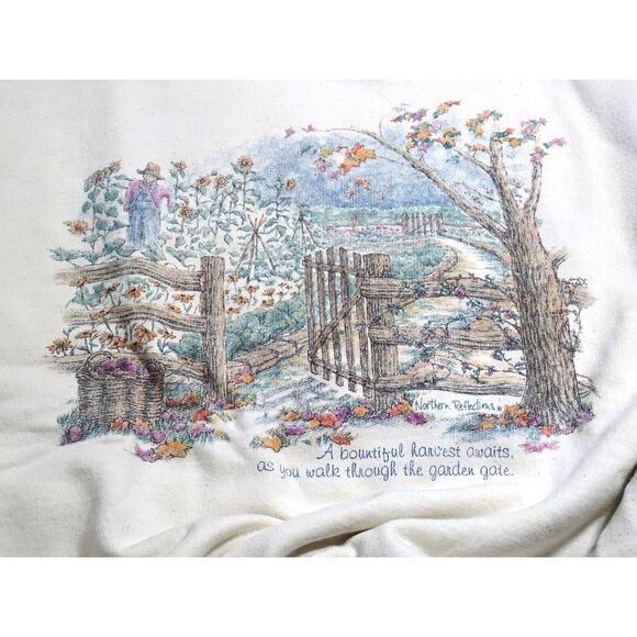 Vtg Northern Reflections Garden Gate Cottagecore Sweatshirt Cozy Aesthetic L/XL - Picture 2 of 9